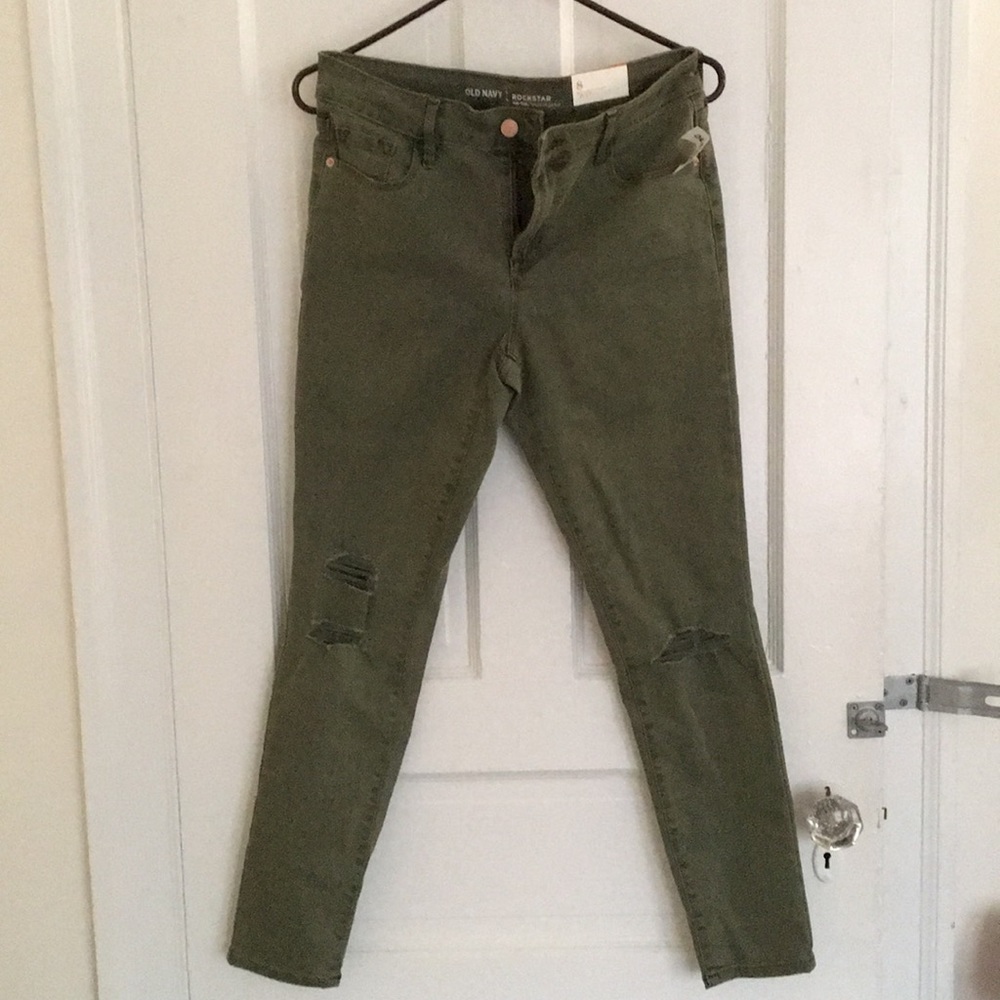 Old Navy Olive Green Rockstar Jeans - Size 8